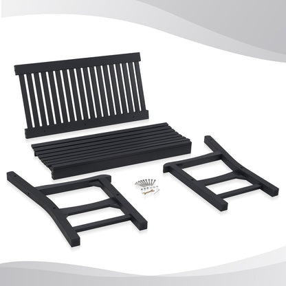 Psilvam Garden Bench, 2-Person Poly Lumber Patio Bench, All-Weather Outdoor Bench That Never Rot, Memorial Bench, Suit for Garden, Porch and Park (Black)