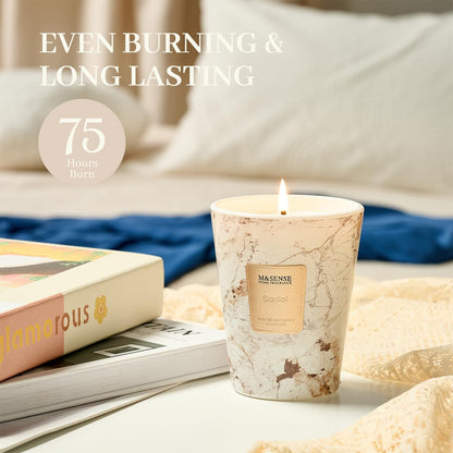 M&SENSE Santal Scented Candles for Home, Lead-Free Wick Highly Scented Jar Candles, 14.1 Oz 80 Hours Lasting Burning Candles Gifts for Women, Relaxing Aromatherapy Candle for Stress Relief