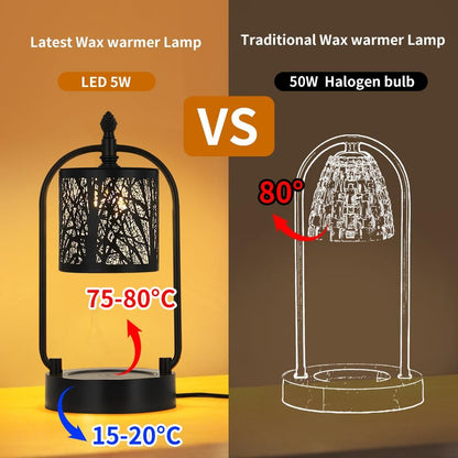 Tree Candle Warmer Lamp, LED Colors Changing Candle Warmer with ATimer, Bedroom Living Room Home Decor Wax Melting Warmer for Jar Candles (Double Pole -Black)