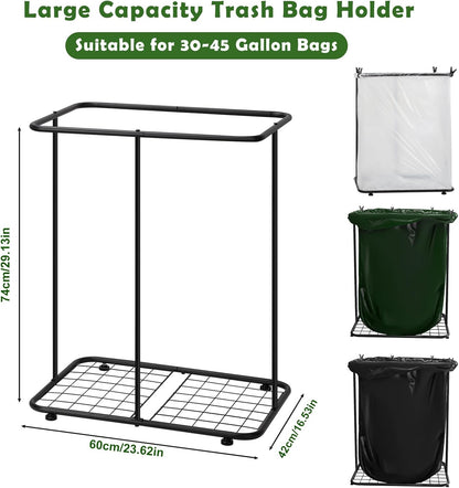 Vrisa Garden Trash Bag Holder Stand Outdoor Leaf Bag Holder Metal Wire Garbage Bag Holder Frame Holds 30-45 Gallon Bags Lawn Bag Holder with Clips for Camping Gardening Yard Weeding Lawn Parties