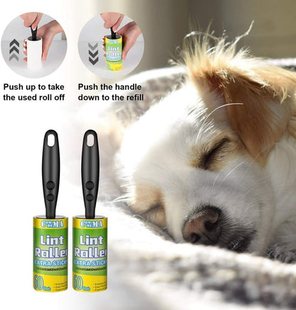 Lint Rollers for Pet Hair Extra Sticky, Pet Hair Remover Set Brush for Dog & Cat Hair Removal, Clothes, Furniture, 2 Handles with 4 Refills, 240 Total Sheets