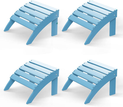 GREENVINES Adirondack-Ottoman | Set of 4 | HDPE Plastic | Outdoor Footrest | All Weather | Foot Rest | Foot Stool | Arctic | for Adirondack Chair | for Patio Backyard Pool
