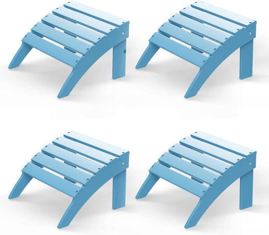 GREENVINES Adirondack-Ottoman | Set of 4 | HDPE Plastic | Outdoor Footrest | All Weather | Foot Rest | Foot Stool | Arctic | for Adirondack Chair | for Patio Backyard Pool
