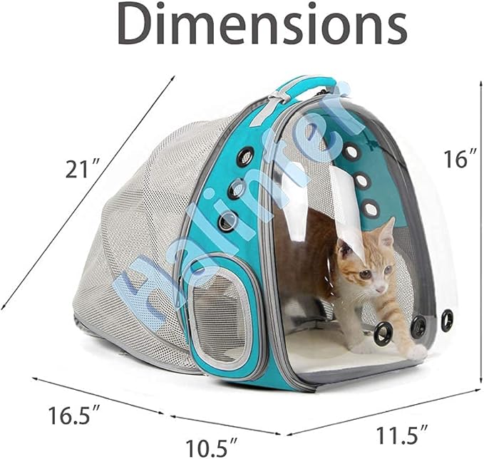 halinfer Back Expandable Cat Backpack Carrier, Fit up to 12 lbs, Space Capsule Bubble Window Pet Carrier Backpack for Cat and Small Puppy