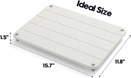 Stone Dish Drying Mat for Kitchen Counter, Water Absorbing Bathroom Tray Sink Organizer, Diatomaceous Earth Countertop Dish Rack Riser Sponge Holder Soap Dish, Gray Beige, 16" x 12"