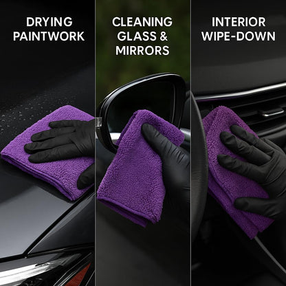 PAKS - 3 Pack Reusable Microfiber Towels - 16x24 Micro Fiber Towels Car Detailing - Plush Auto Cleaning Cloths - Dual-Sided Car Microfiber Towel - Lint & Streak-Free Wash Cloths - Cleaning Supplies