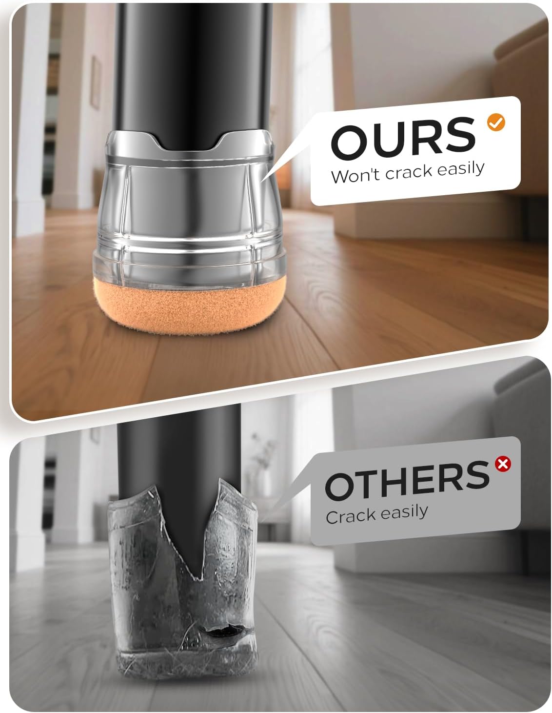 24-Pack Silicone Chair Leg Floor Protectors for Hardwood Floors -Felt Furniture Pads, Rubber Chair Leg Covers/Caps - Noise Reducing & Scratch-Proof - Round XS (Fits 9/16"-13/16" / 15-20mm), Clear