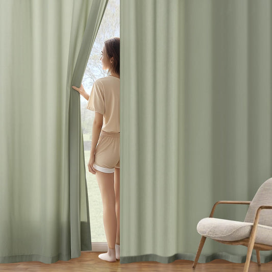 MIULEE Sage Green Privacy Sheer Curtains That Let Light in 90 Inches Long Non-See-Through Semi Sheer Curtain Light Filtering Window Curtains Drapes for Living Room Bedroom 2 Panels Set 42 X 90