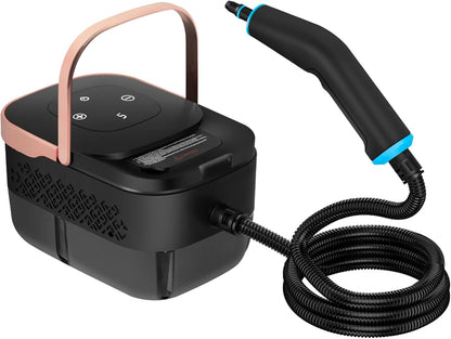 2500W Portable Handheld Steam Cleaner, High Temperature Pressurized Steam Cleaning Large Capacity 10s Fast Heating Steamer for Car Detailing, Furniture, Couch, Bed Bugs, House, Windows (BLACK)