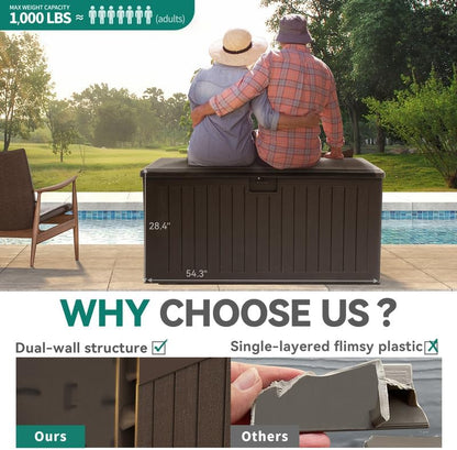 YITAHOME XL 150 Gallon Large Deck Box,Outdoor Storage for Patio Furniture Cushions,Garden Tools,Waterproof,Lockable (Black)