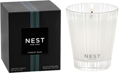 NEST New York Scented Classic Candle, Forest Rain - 8.1 oz - Up to 60-Hour Burn Time - Reusable Glass Vessel