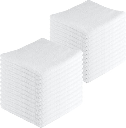 Microfiber Cleaning Cloths,24 Pack, 16"x16", All-Purpose, Softer, Highly Absorbent, Lint-Free, Reusable, Washable Pro Towels, White, for House, Kitchen, Bathroom, Car, Office