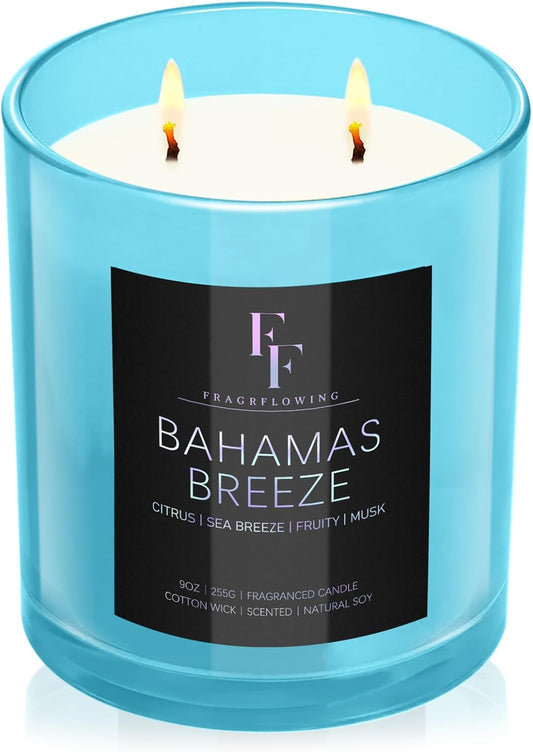 Bahamas Breeze Scented Candle, 2-Wick Luxury Soy Wax Candle, 9 oz Aromatherapy Candle Home Fragrance Candles Gift