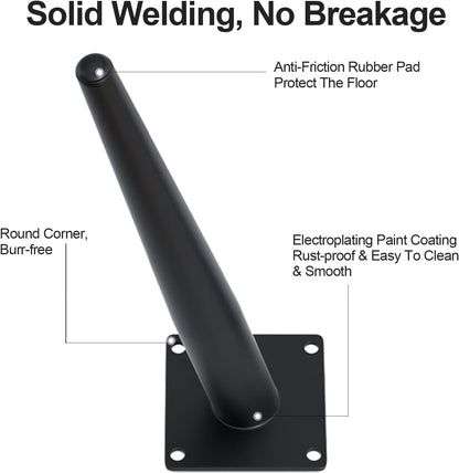 4PCS 7 Inch Matte Black Tapered Angled Legs for Furniture, Metal Mid Century Mordern Feet, Heavy Duty Slanted Stand Legs Kit for Couch, Coffee Table, Desk, Dresser, Sofa, Chair