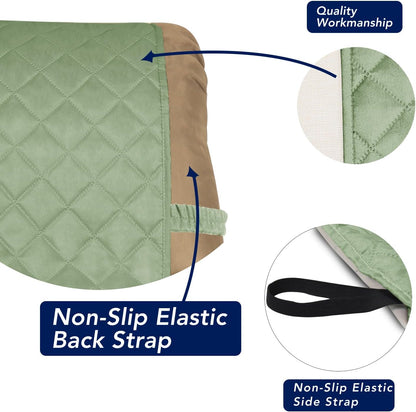 PureFit Reversible Quilted Sofa Cover, Water Resistant Slipcover Furniture Protector, Washable Couch Cover with Non Slip and Elastic Straps for Kids, Dogs, Pets (Recliner, Sage Green/Ivory)