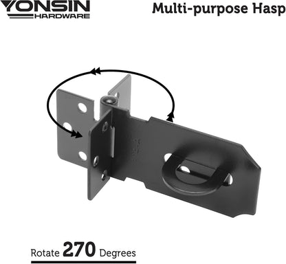 3" Door Padlock Safety Hasp Latch 2 Pcs, Door Hasp Clasp Lock Gate Shed Hasp Latch Lock for Door Window Cabinet Pet Cage Toolbox Shed Fence, 304 Stainless Steel, Matte Black Finish