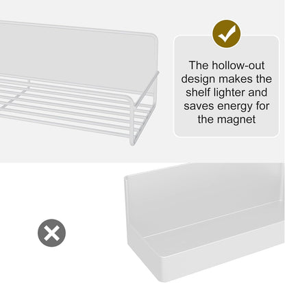 2 Pack White Magnetic Spice Rack Organizer, Space Saver for Refrigerator and Whiteboard, Metal Fridge Shelf for Kitchen and Classroom
