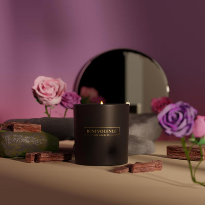 Benevolence LA Clearance Candles Rose & Sandalwood Scented Candle | Soy Candles, Black Candle for Home | Gifts for Women and Men | Home Fragrance | Aromatherapy | 6oz
