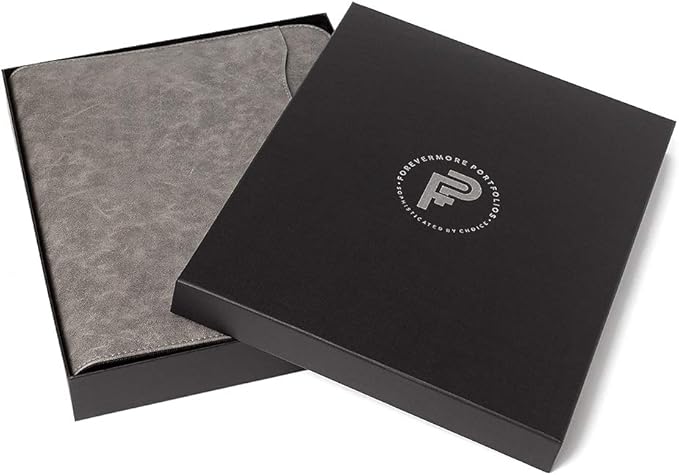 Forevermore Portfolios Padfolio Binder - Professional Faux Leather Travel Organizer Pouch for Tablet, Documents, Presentation Folders, Zipper Closure, Detachable 3-Ring Notepad - Gray