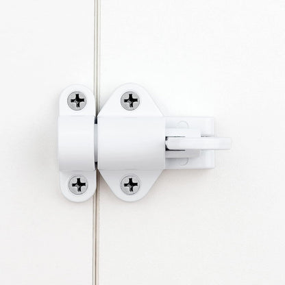2 Packs Self-Closing Latches，White Spring Door Lock，Resilient Bolt Latch Aluminum Alloy Safety Automatic Spring Barrel Slide Door Lock with Screws,Used for Gate,Window and Cabinet etc