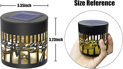 4 Pack Solar Fence Lights Metal Solar Powered Outdoor Wall Deck Lights Sun Moon Theme Waterproof Fence Light for Garden Post Patio Backyard Yard Decor (Face, 4 Pack)