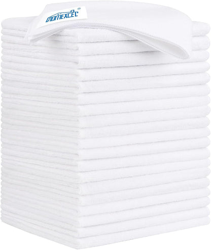 HOMEXCEL Microfiber Cleaning Cloth 20 Pack 11.5 x 11.5 inch Microfiber Towels for Cars Ultra Absorbent Car Washing Cloth Lint Free Streak Free Cleaning Rags for Car, Kitchen Window White