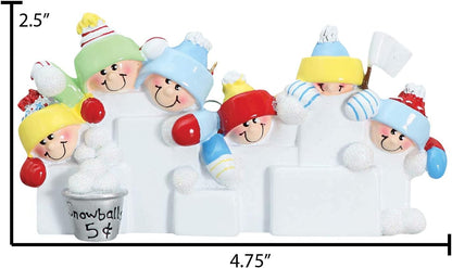 Personalized Family Christmas Ornament - Custom Ornament Family of 6 Xmas Ornaments 2024 Snowball Fight Ornaments Customized Siblings Snowballs Decor Family Ornament for Christmas Tree