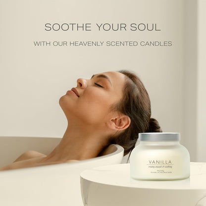 Volcano Vanilla Candle 19oz:- with a Crackling Wooden Wick in Large 4" x 5" Large Elegant White Glass Jar in a Presentation Gift Box and Protective Shipping Box