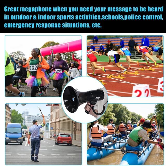 B S 50W Megaphone with Siren,Recording,SD Card,AUX Input for for Crowd Management,Emergencies