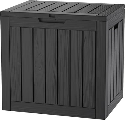 35 Gallon Lockable Resin Deck Box, Waterproof & UV-Resistant Outdoor Storage Box for Outdoor Cushion Storage, Garden Tools & Pool Accessories Storage, Black