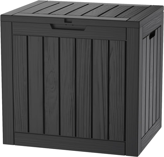 35 Gallon Lockable Resin Deck Box, Waterproof & UV-Resistant Outdoor Storage Box for Outdoor Cushion Storage, Garden Tools & Pool Accessories Storage, Black