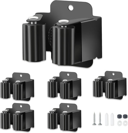 8 PCS Broom Holder Wall Mount, Upgraded Heavy Duty Mop and Broom Holder Wall Mount, Stainless Steel Broom Hanger Mop Holder Rack for Kitchen Laundry Garden Tool Organizer