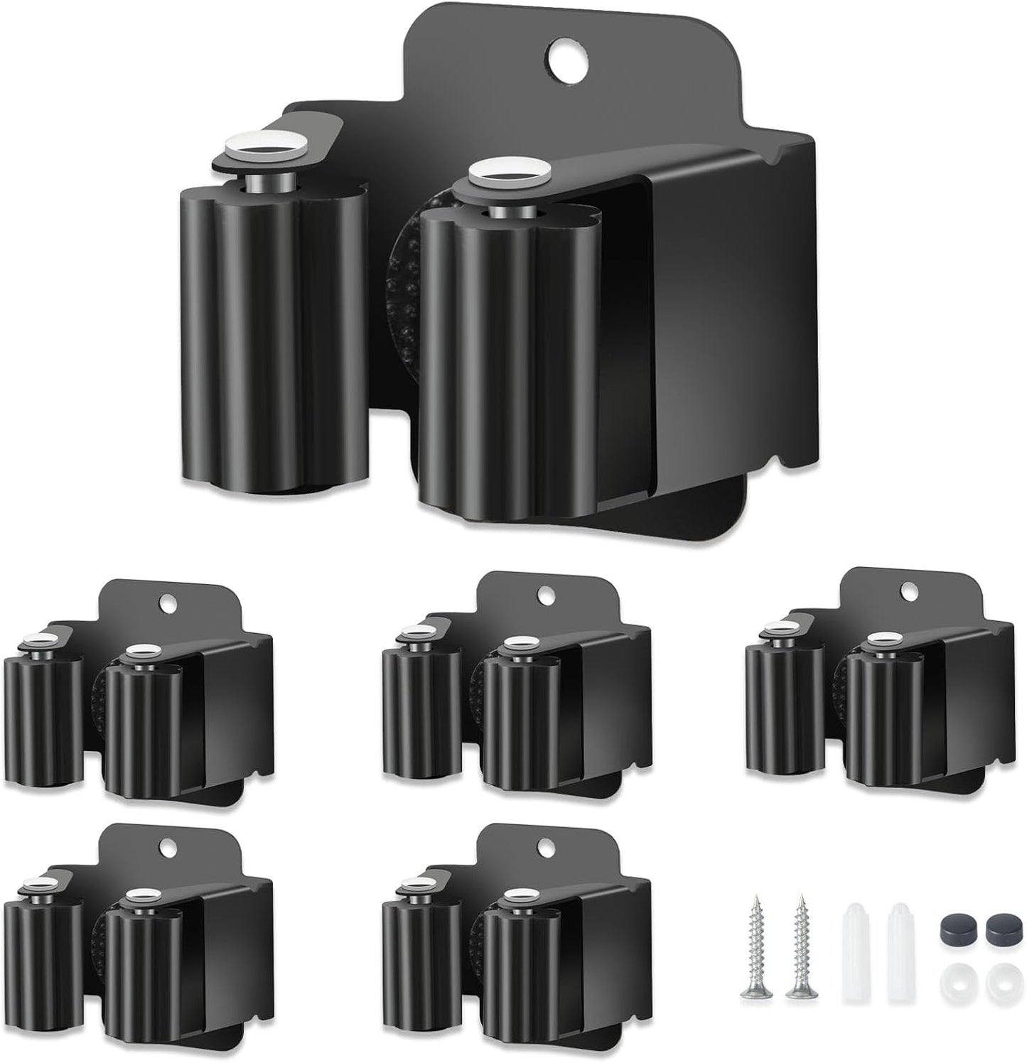 5 PCS Broom Holder Wall Mount, Upgraded Heavy Duty Mop and Broom Holder Wall Mount, Stainless Steel Broom Hanger Mop Holder Rack for Kitchen Laundry Garden Tool Organizer