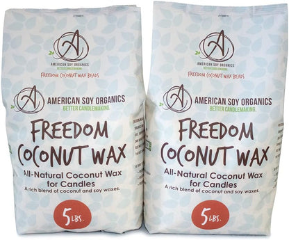 American Soy Organics Freedom Coconut Soy Wax Beads for Candle Making - Natural Candle Making Supplies - Paraffin-Free,Beeswax-Free Coconut Candle Wax for Container Candles,Tealights,Wax Melts 10 lbs