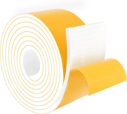 High Density Foam Weather Stripping Door Seal Strip, Insulation Tape Roll for Insulating Door Frame, Window, Air Conditioner, Strong Self Adhesive Sealing Weatherstrip (3 in x 1/4 in x 10 Ft)