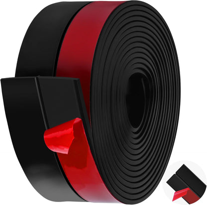 MYFAMIREA Door Weather Stripping 2IN (W) x 10FT (L) Door Draft Stopper Seal Tape Silicone Seal Strip Self Adhesive Shower Sweep Insulation Tape Side Bottom Strip for Sliding Glass Window Gap, Black
