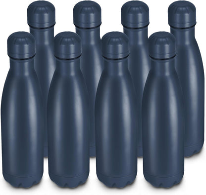 17oz Cola-Bottle Shaped Stainless Steel Leak-proof Water Bottle,Double Wall Vacuum Insulated Metal,Travel Mug For Sports Indoors & Outdoors,BPA-Free School Kids Flasks,Navy(8Pack)