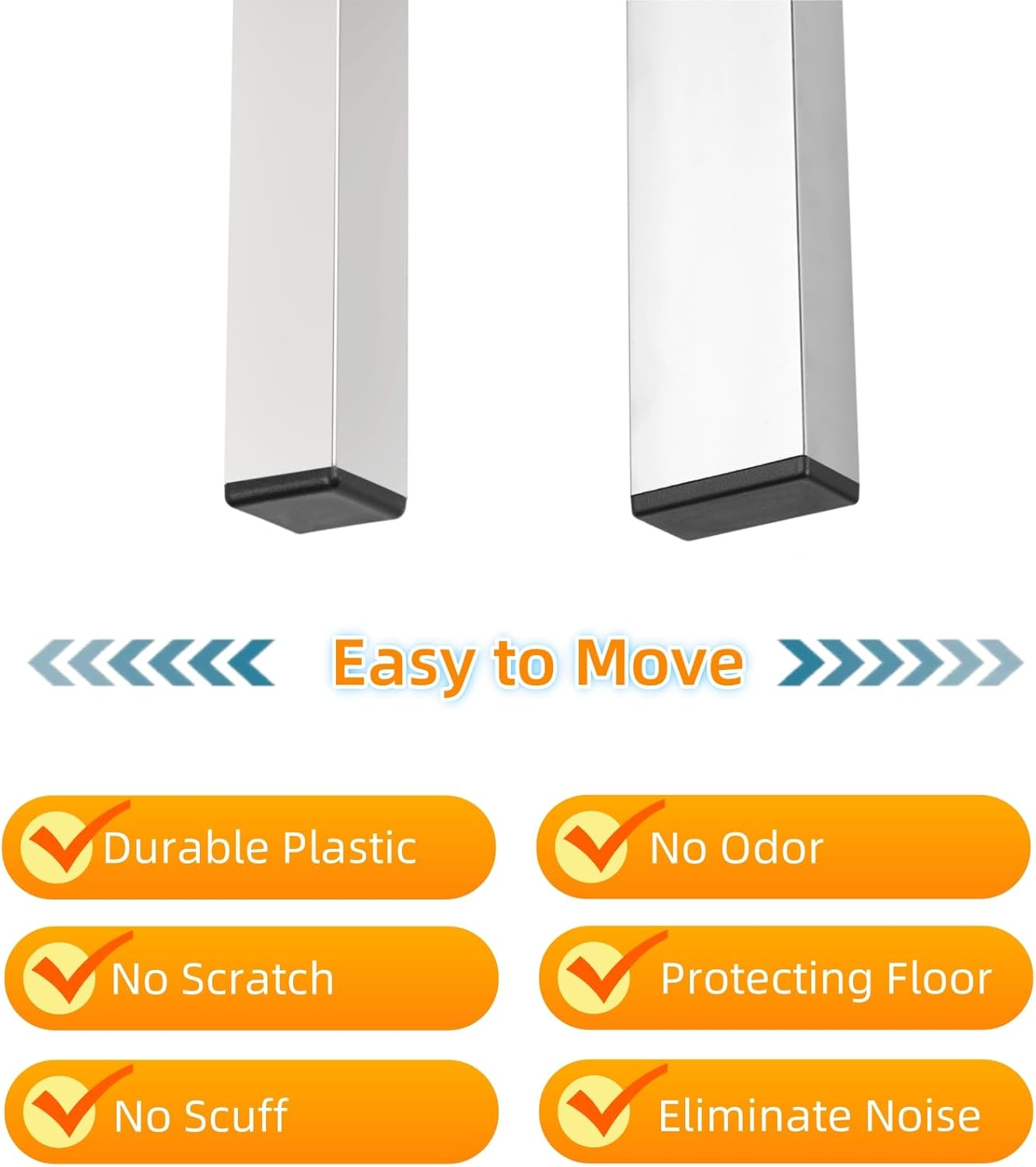 Furnigear Plastic Plugs Tubing End Cap Chair End Caps Outside Bottom Tubing Caps Square Furniture Sliders Glides Black (24, Fit 1.19-1.3" Square Tube Inner Size)