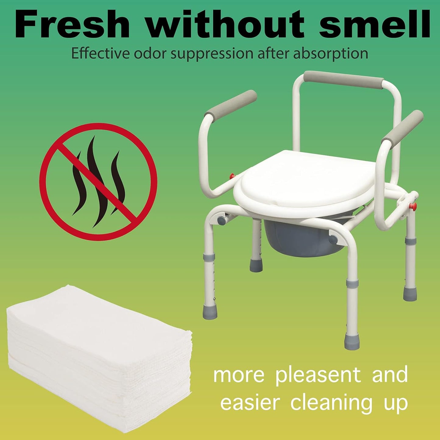 LaSyL Super Absorbent Commode Pads - 100 Count Wholesale Value Pack - for Camping Portable Toilet Bags, Commodes Liners Disposable, Bed Pan, Potty Chair-Leak Proof