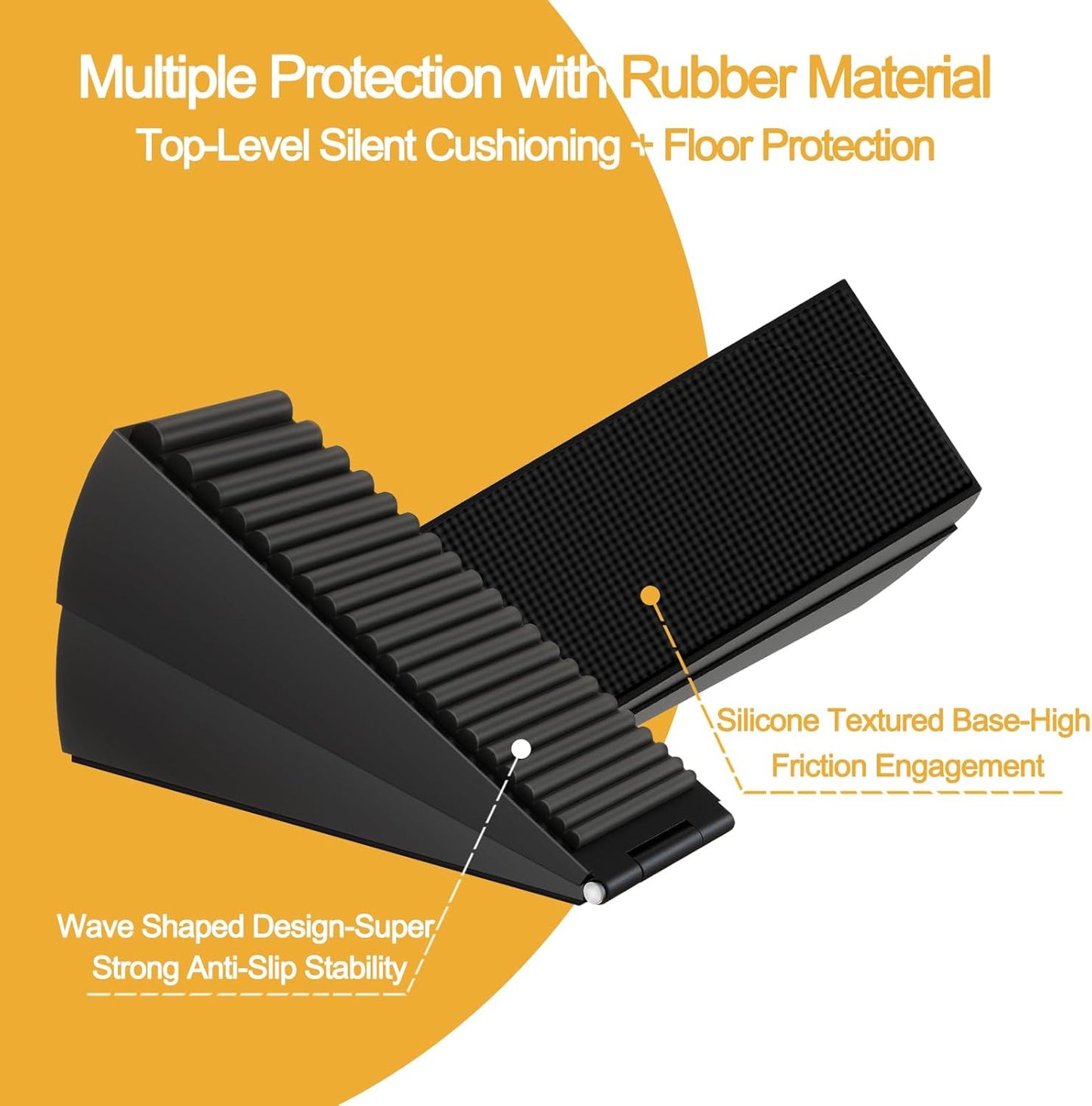 4 Pack Adjustable Spring Door Stoppers Heavy Duty, 3 Inches High Tall Large Metal Door Wedge Stopper, Strongest Rubber Doorstop for Bottom of Doors, Stainless Steel Doorstop for Any Heavy Doors