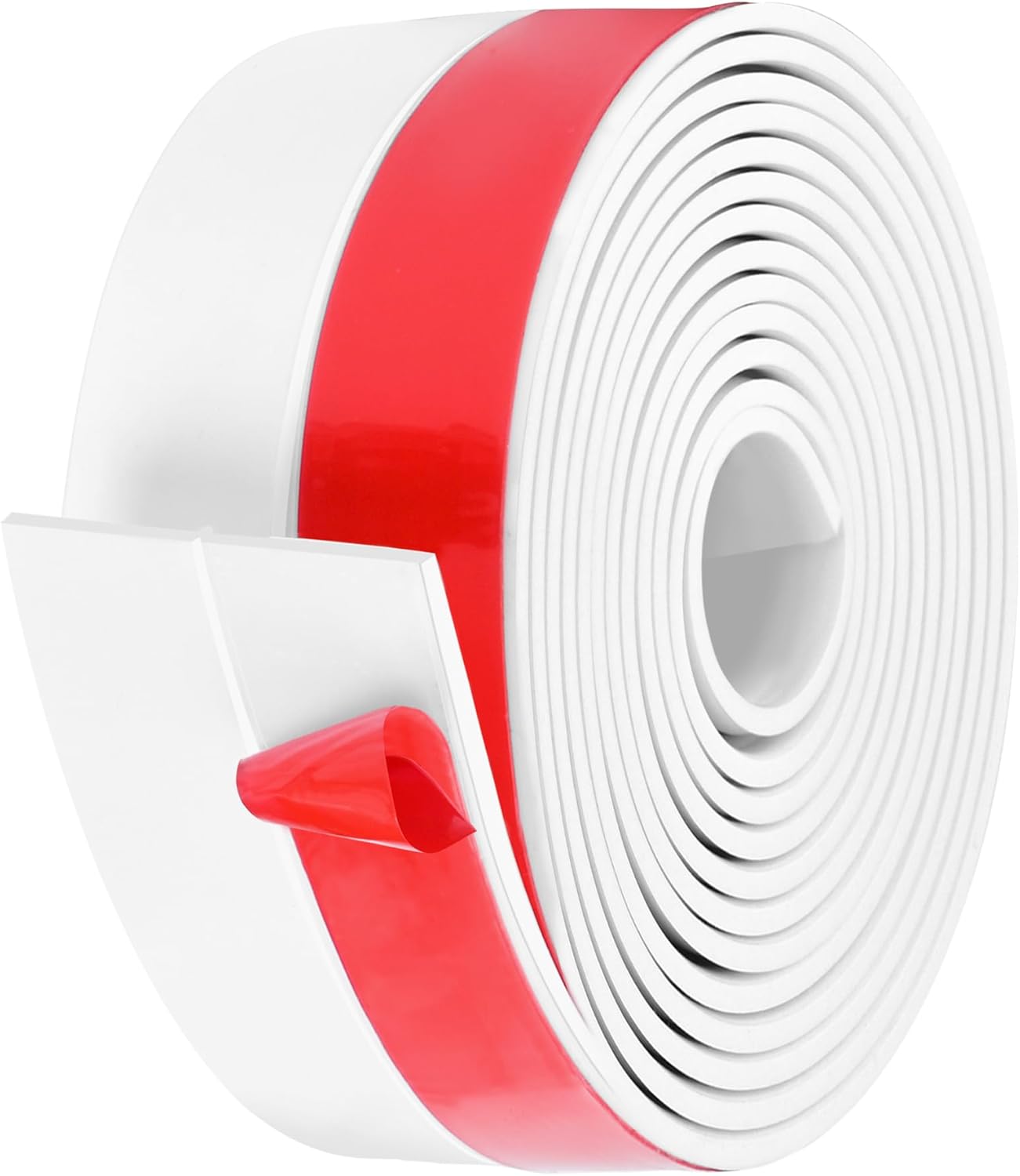 MYFAMIREA Door Weather Stripping 2IN (W) x 10FT (L) Door Draft Stopper Seal Tape Silicone Seal Strip Self Adhesive Shower Sweep Insulation Tape Side Bottom Strip for Sliding Glass Window Gap, White