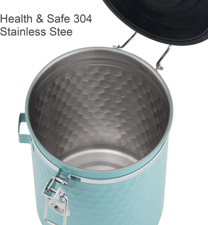TEDSWAIT Coffee Canisters Airtight Coffee Bean Storage Container Kitchen Stainless Steel Food Storage Container with Scoop Date Tracker & CO2 Valve 61Fl Oz (Lake Blue)