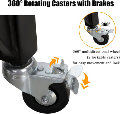 PHI VILLA Outdoor Grill Table, Elegant Grill Cart with Ceramic Wood Grain Table Top, Serving Cart with Shelves, Patio Grilling Backyard BBQ Grill Cart, Black