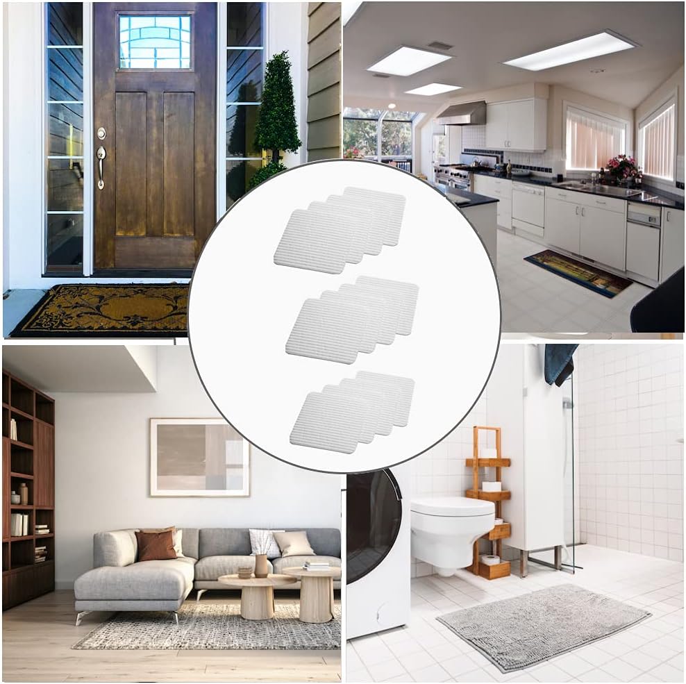 Home Techpro Rug Pads Grippers, 12 PCS Non Slip Washable Grippers for Rug, “Vacuum TECH” - New Materials to Anti Curling Rug Pad : Keep Your Rug in Place & Make Corner Flat and Easily Peel Off