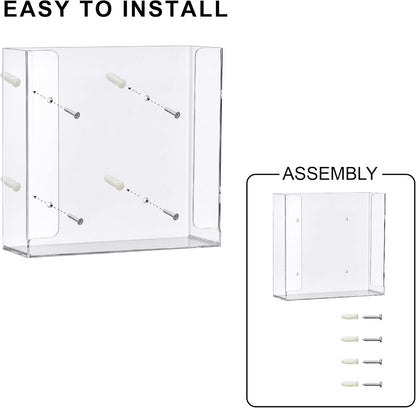 Amazing Abby Acrylic Glove Box Holder, Wall-Mounted Glove Dispenser, Floating Glove Box Organizer, Medium Size (for 2 Boxes), 10.5" W x 10.0" H x 3.5" D (Mounting Hardware Included)