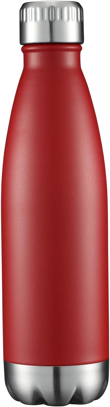 HASLE OUTFITTERS 17oz Stainless Steel Water Bottles, Vacuum Insulated Water Bottles Double Walled Powder Coated Reusable Metal Sports Water Bottles Keep Drinks Hot and Cold, Red, 1Pack