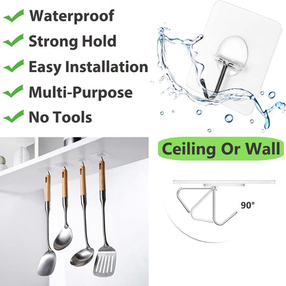Adhesive Hooks for Hanging Heavy Duty Wall Hooks Self Adhesive Towel Coat Hooks Waterproof Transparent Hook for Bathroom Shower Kitchen Keys Door Outdoor Home Improvement Utility Hook 12 Pack