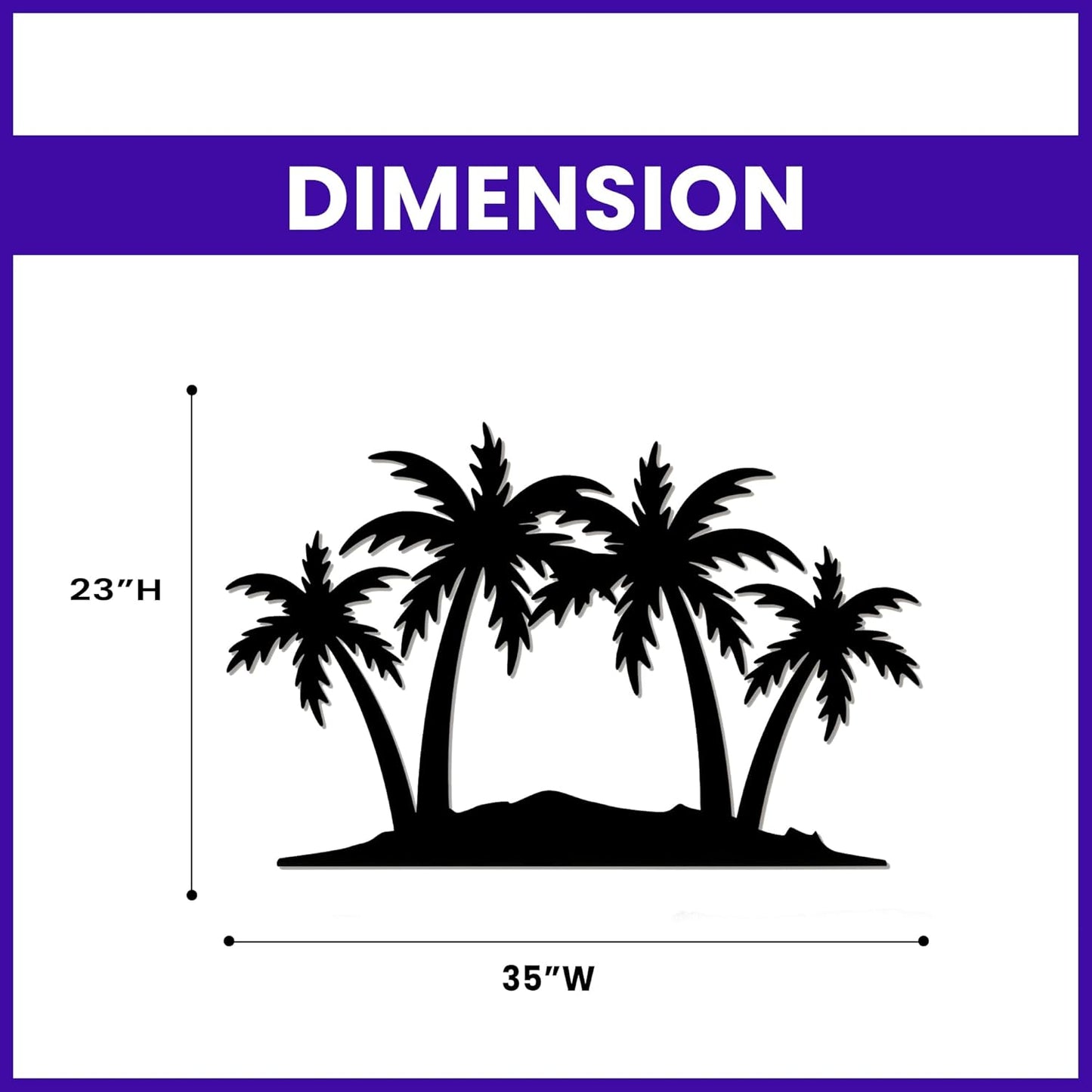 METALPLEX Plam Tree Metal Art - Durable, Rust-free Indoor & Outdoor Aluminum Composite Wall Decor - Home Decor For Living Room And Bedroom - Silver (35"x 23")