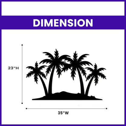 METALPLEX Palm Tree Metal Wall Art - Durable And Rust-free Indoor & Outdoor Aluminum Composite Wall Decor - Home Decor Wall Art For Living Room And Bedroom Decorations - Black (35"x23")