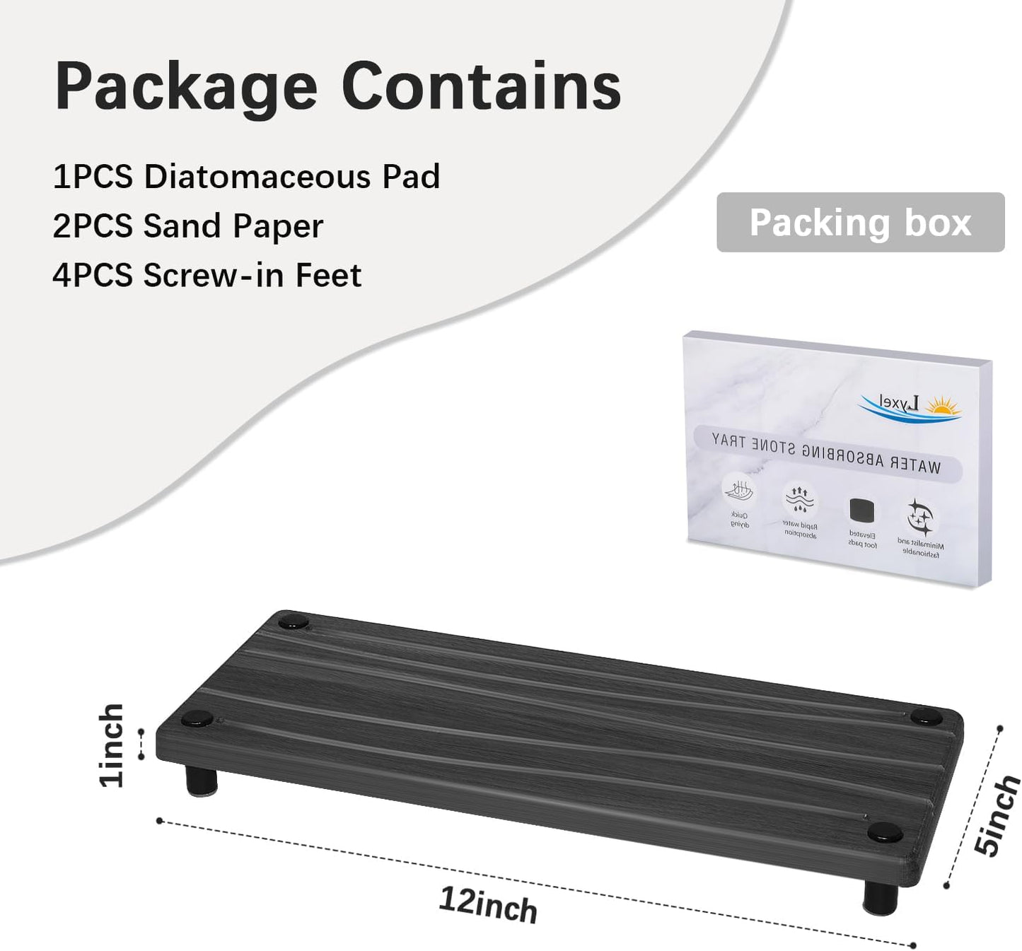 Quick Dry Sink Caddy Kitchen Sink Organizer, Water Absorbing Stone Tray for Sink, Stone Drying Tray, Diatomite Faucet Mat & Protector, Dispenser Sponge Holder, Stone Soap Tray for Bathroom Counter